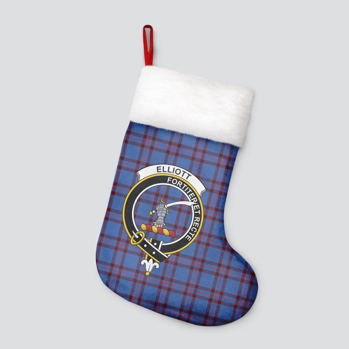 Elliott Modern Tartan Crest Christmas Stocking