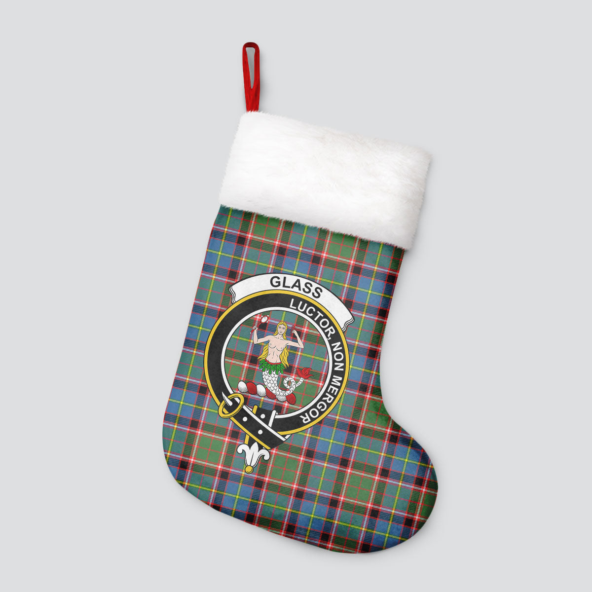 Glass Tartan Crest Christmas Stocking