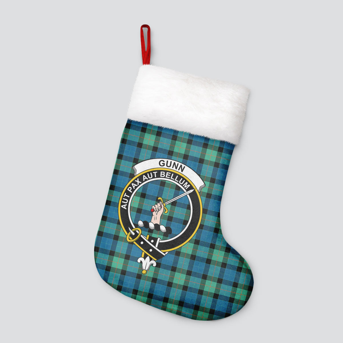 Gunn Ancient Tartan Crest Christmas Stocking