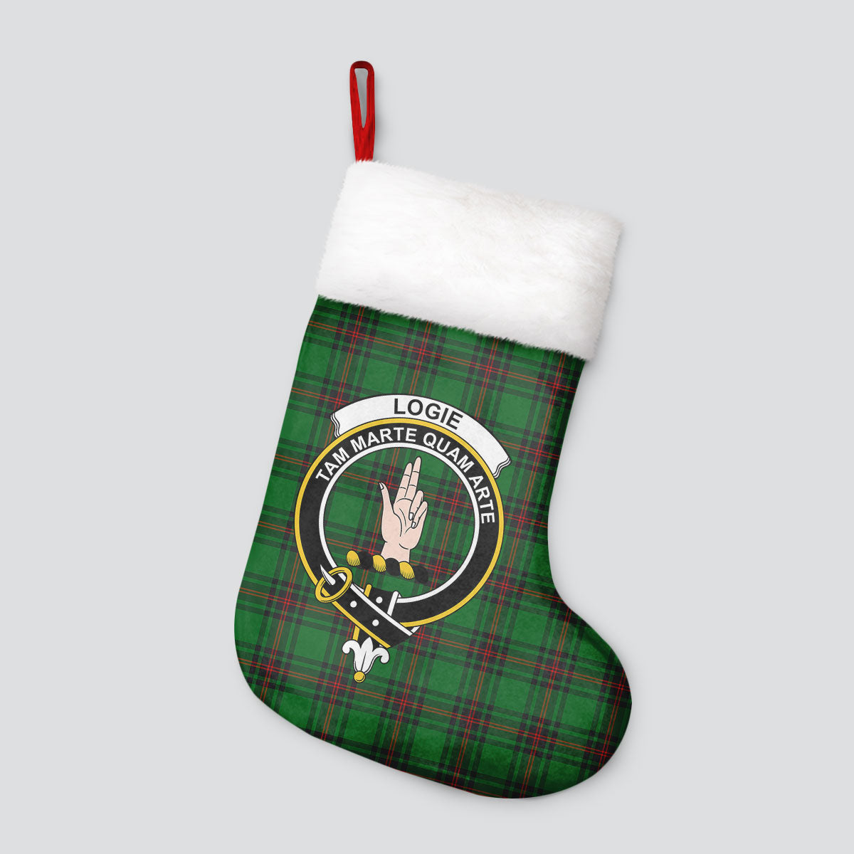 Logie Tartan Crest Christmas Stocking