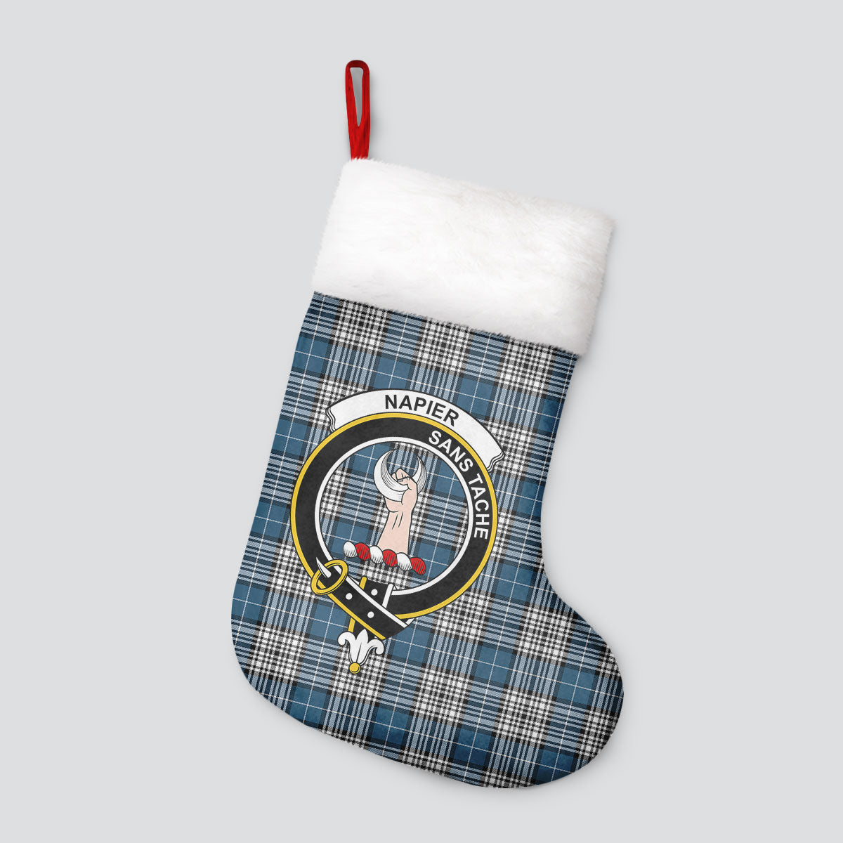 Napier Modern Tartan Crest Christmas Stocking