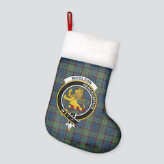 Nicolson Hunting Ancient Tartan Crest Christmas Stocking