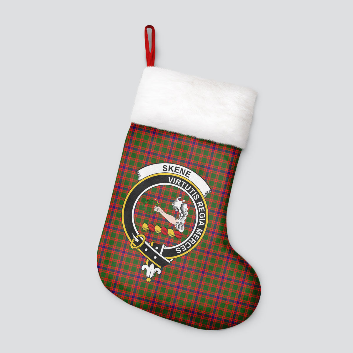 Skene Modern Tartan Crest Christmas Stocking