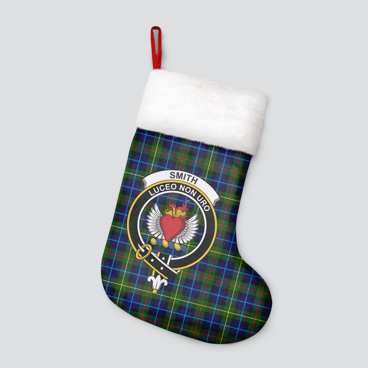 Smith Modern Tartan Crest Christmas Stocking