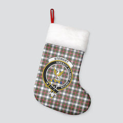 Stewart Dress Modern Tartan Crest Christmas Stocking