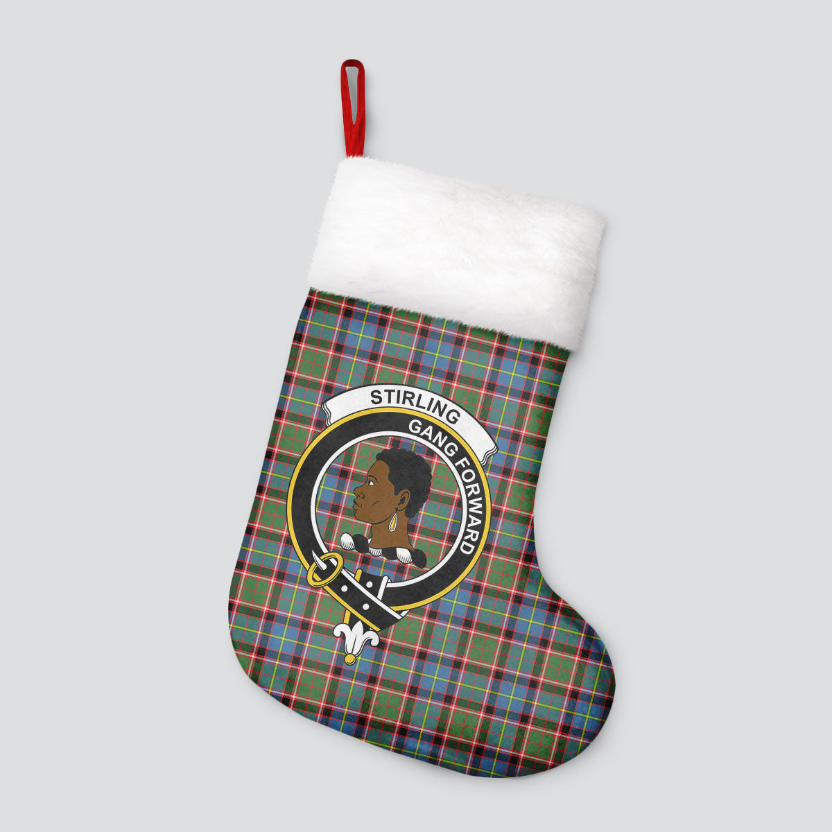 Stirling (of Keir) Tartan Crest Christmas Stocking