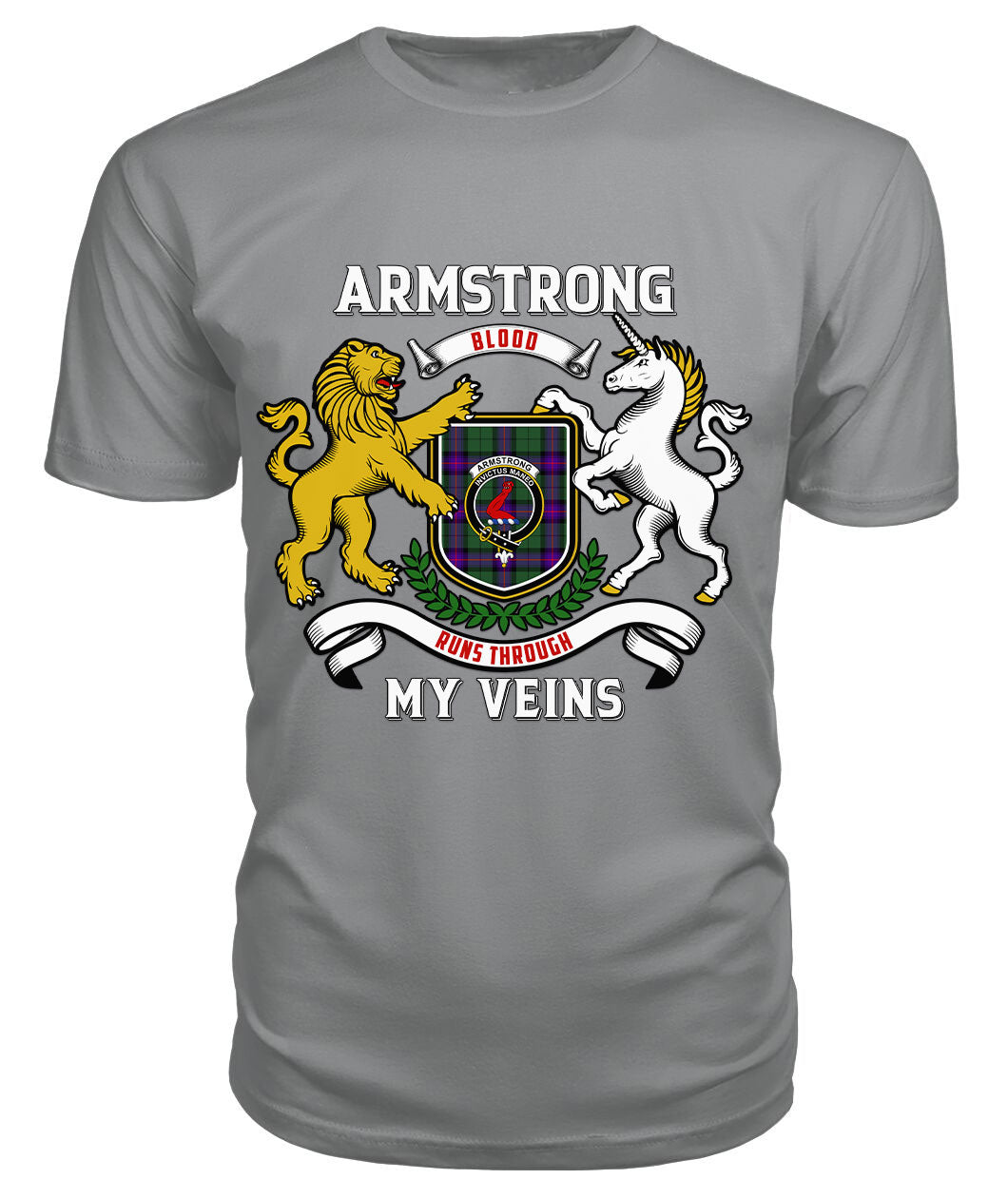 Armstrong Modern Tartan Crest 2D T-shirt - Blood Runs Through My Veins Style