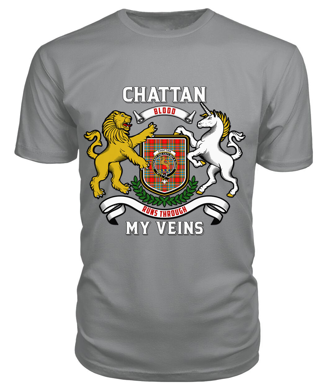 Chattan Tartan Crest 2D T-shirt - Blood Runs Through My Veins Style