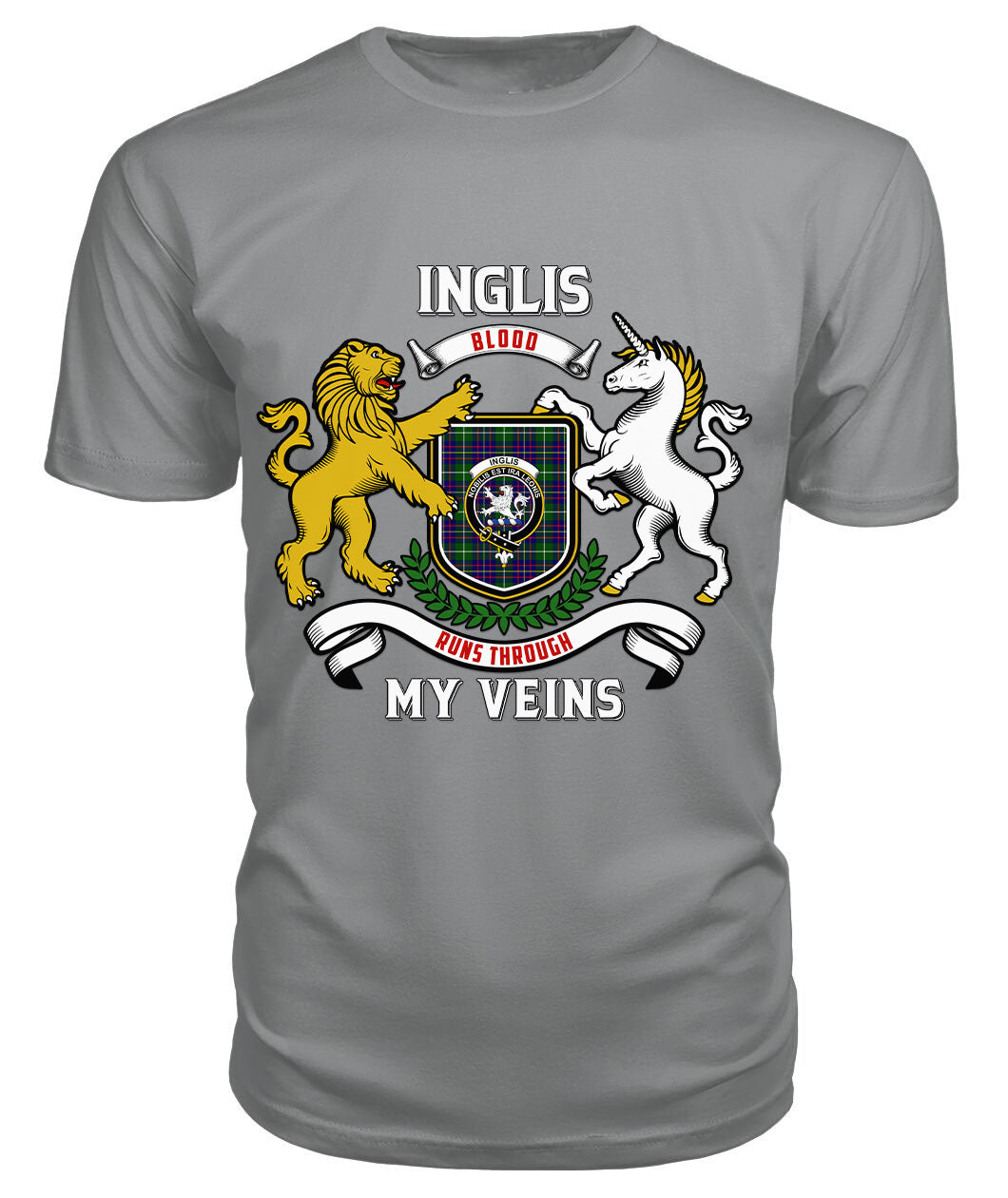 Inglis Modern Tartan Crest 2D T-shirt - Blood Runs Through My Veins Style