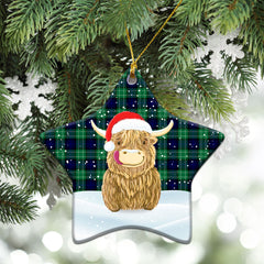 Abercrombie Tartan Christmas Ceramic Ornament - Highland Cows Style