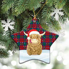 Auchinleck Tartan Christmas Ceramic Ornament - Highland Cows Style