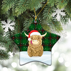 Beveridge Tartan Christmas Ceramic Ornament - Highland Cows Style