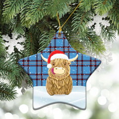 Elliot Ancient Tartan Christmas Ceramic Ornament - Highland Cows Style