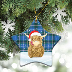 McLucas Tartan Christmas Ceramic Ornament - Highland Cows Style