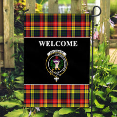 Buchanan Tartan Crest Black Garden Flag