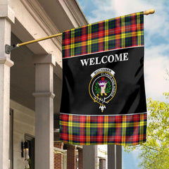 Buchanan Tartan Crest Black Garden Flag