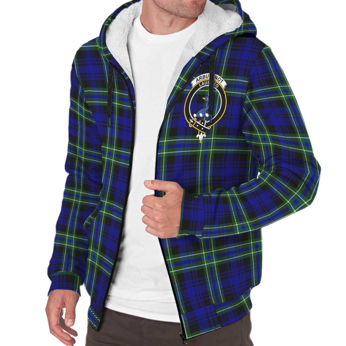 Arbuthnot Modern Tartan Crest Sherpa Hoodie