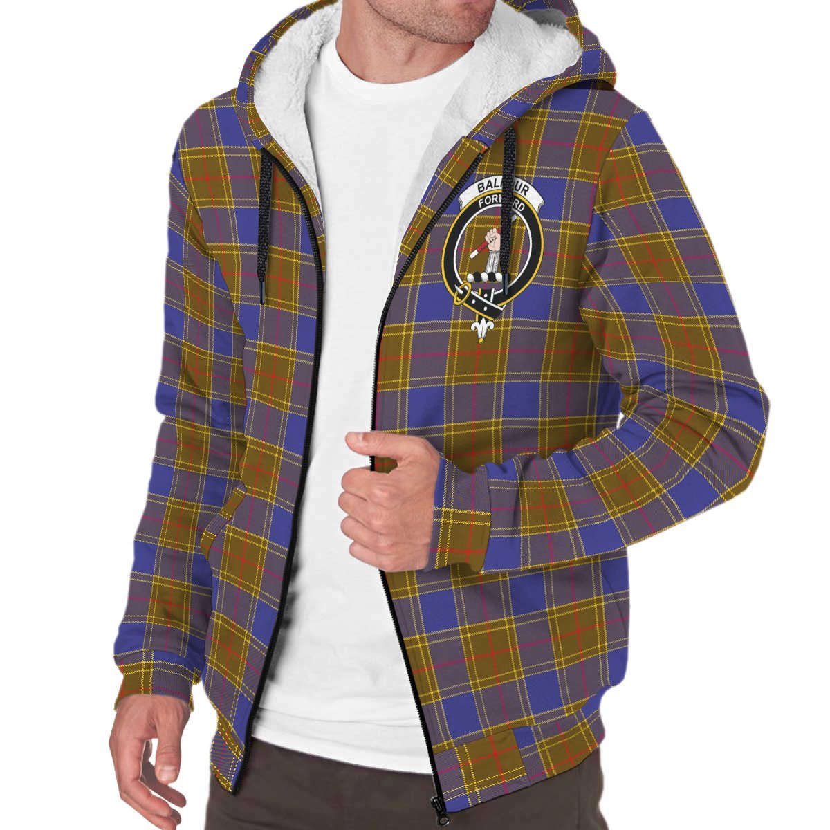 Balfour Modern Tartan Crest Sherpa Hoodie