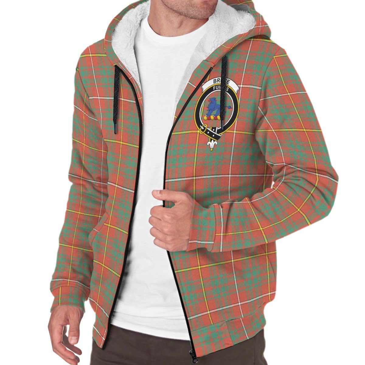 Bruce Ancient Tartan Crest Sherpa Hoodie