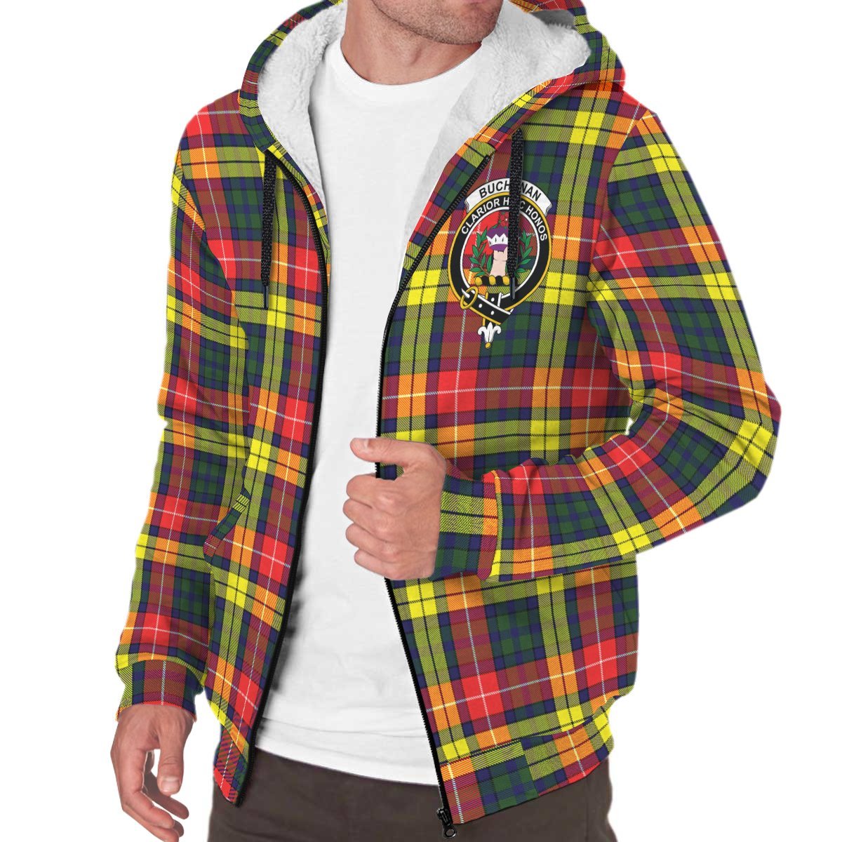 Buchanan Modern Tartan Crest Sherpa Hoodie