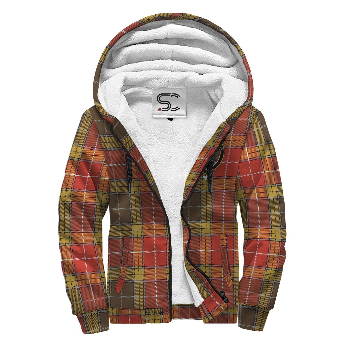 Buchanan Old Set Weathered Tartan Crest Sherpa Hoodie