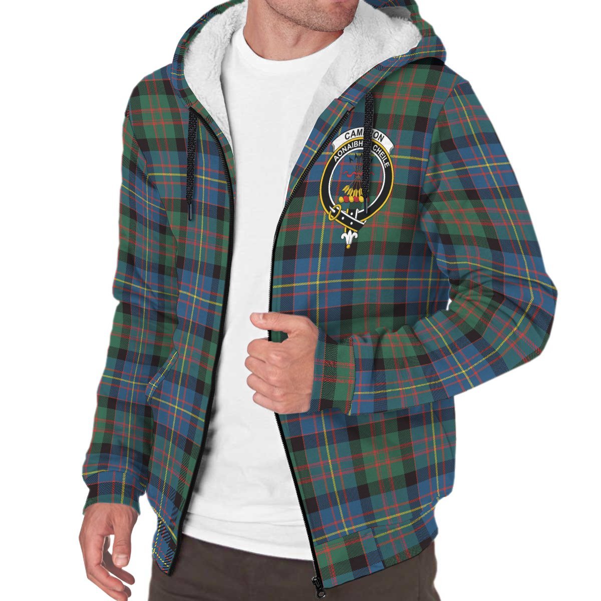 Cameron of Erracht Ancient Tartan Crest Sherpa Hoodie