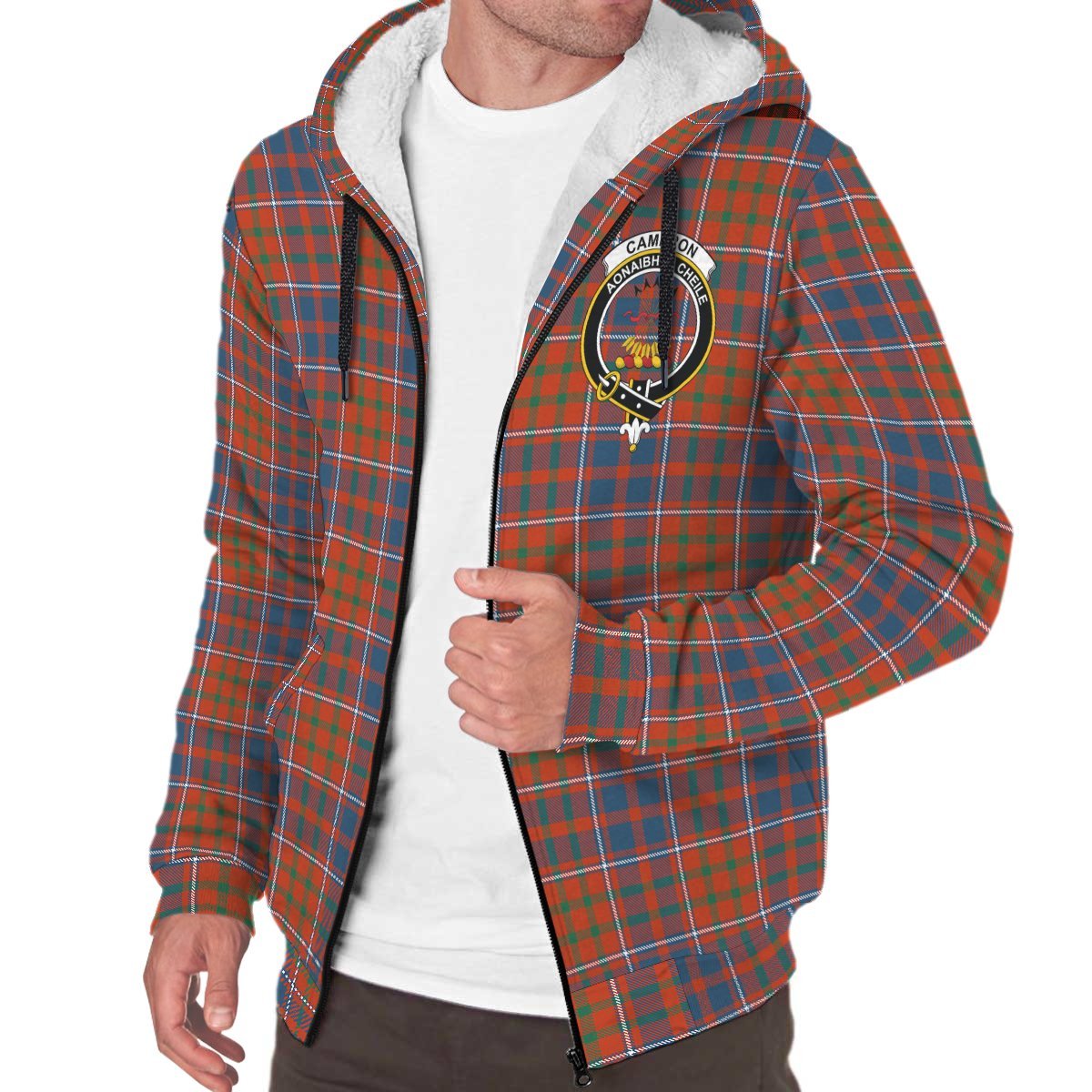 Cameron of Lochiel Ancient Tartan Crest Sherpa Hoodie