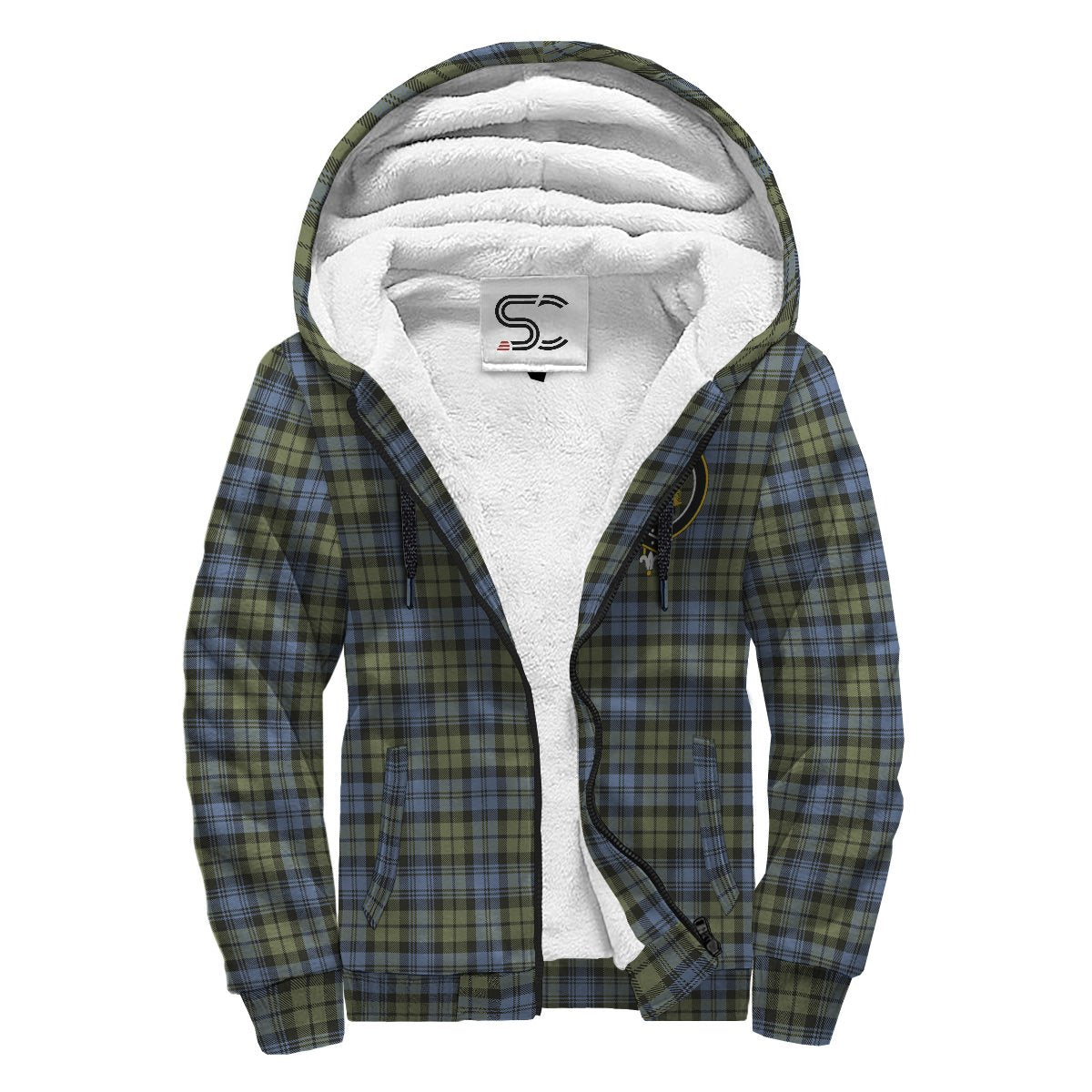 Campbell Faded Tartan Crest Sherpa Hoodie