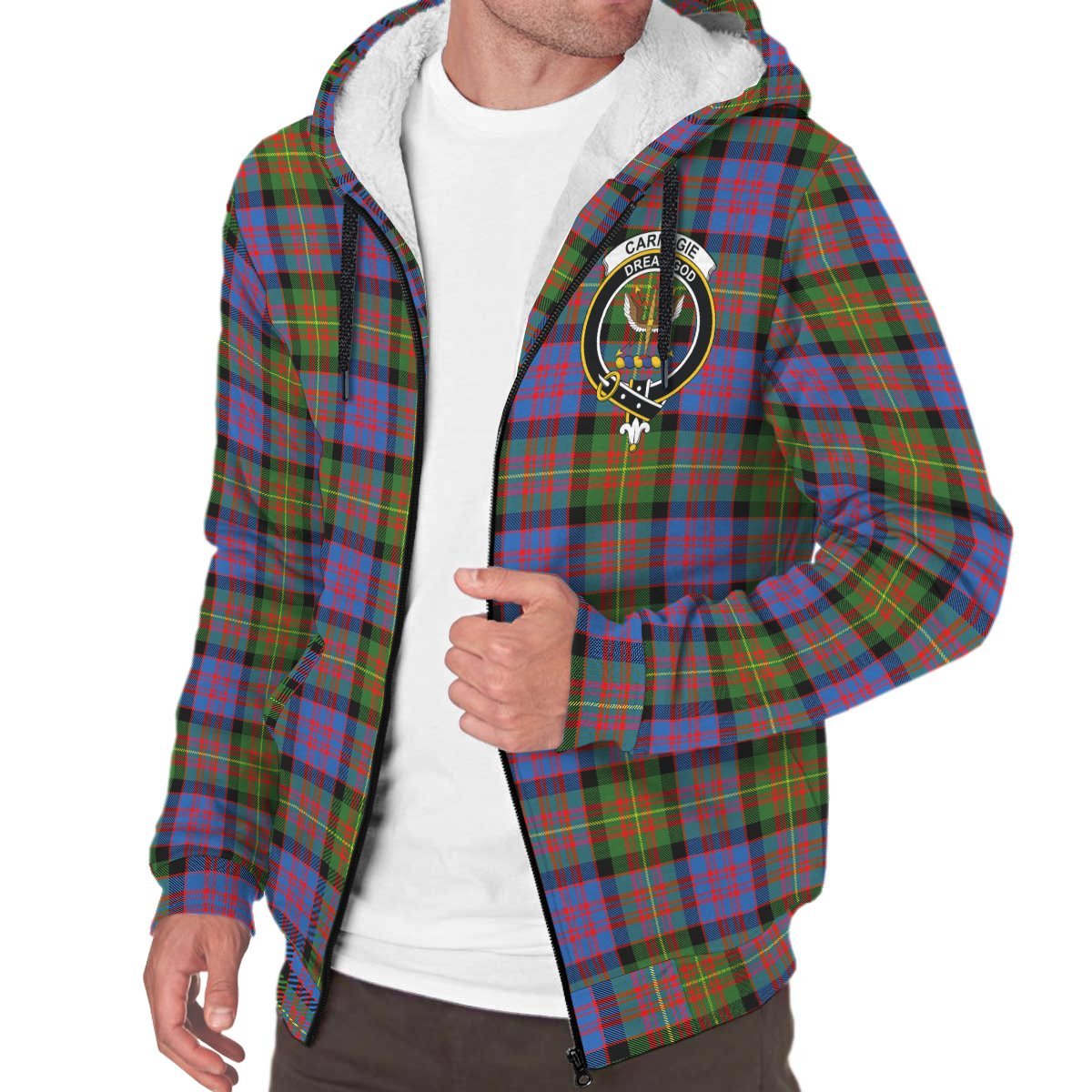 Carnegie Ancient Tartan Crest Sherpa Hoodie