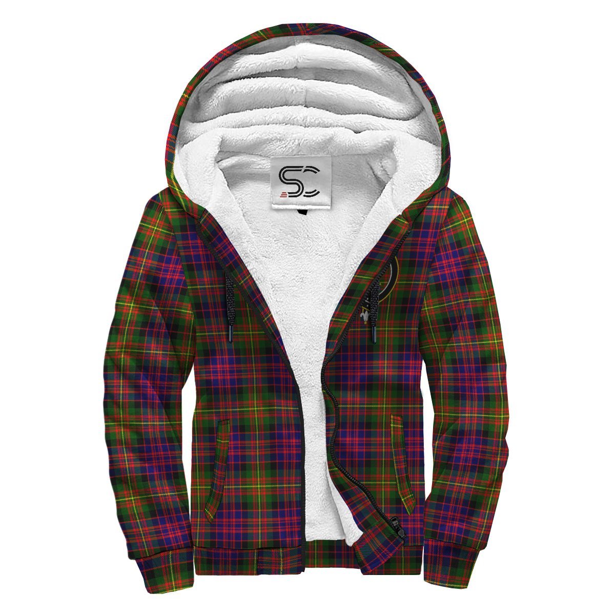 Carnegie Modern Tartan Crest Sherpa Hoodie