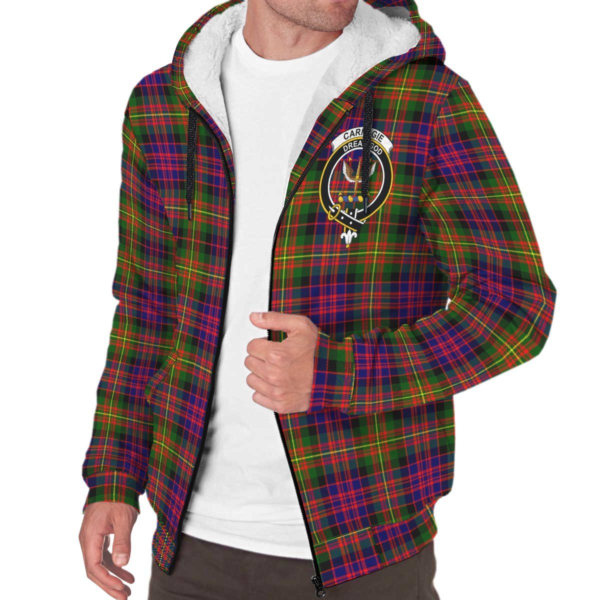 Carnegie Modern Tartan Crest Sherpa Hoodie