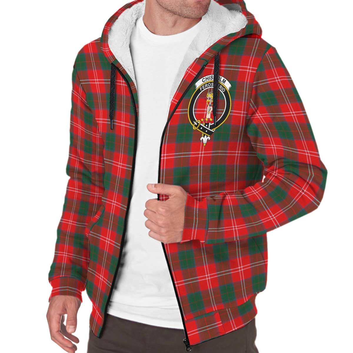 Chisholm Modern Tartan Crest Sherpa Hoodie