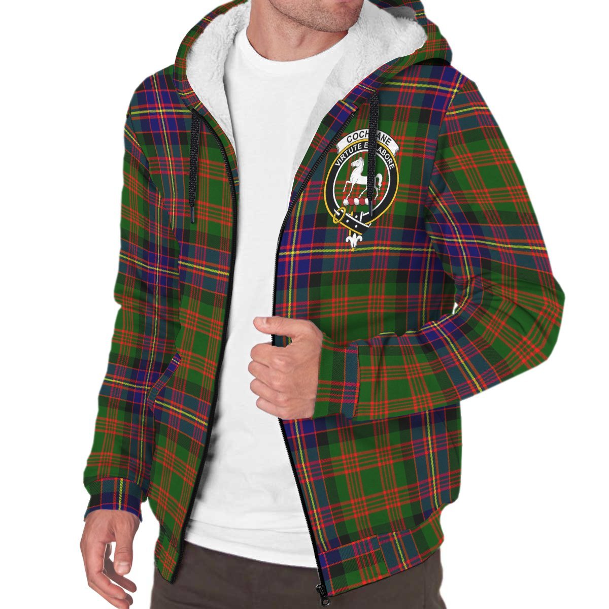 Cochrane Modern Tartan Crest Sherpa Hoodie