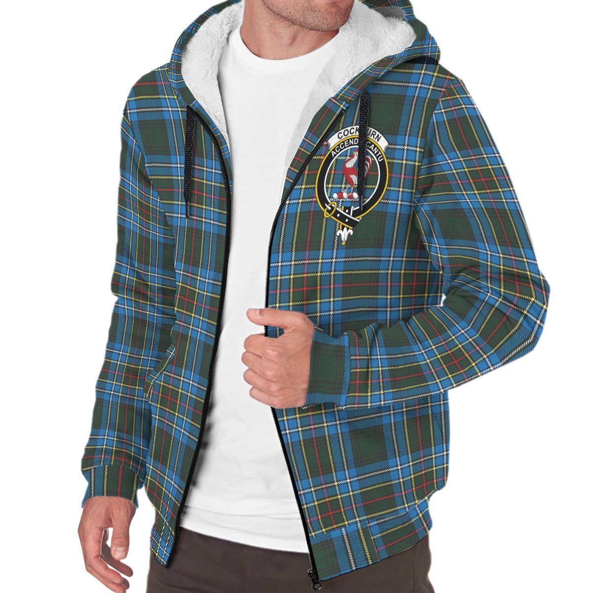 Cockburn Modern Tartan Crest Sherpa Hoodie