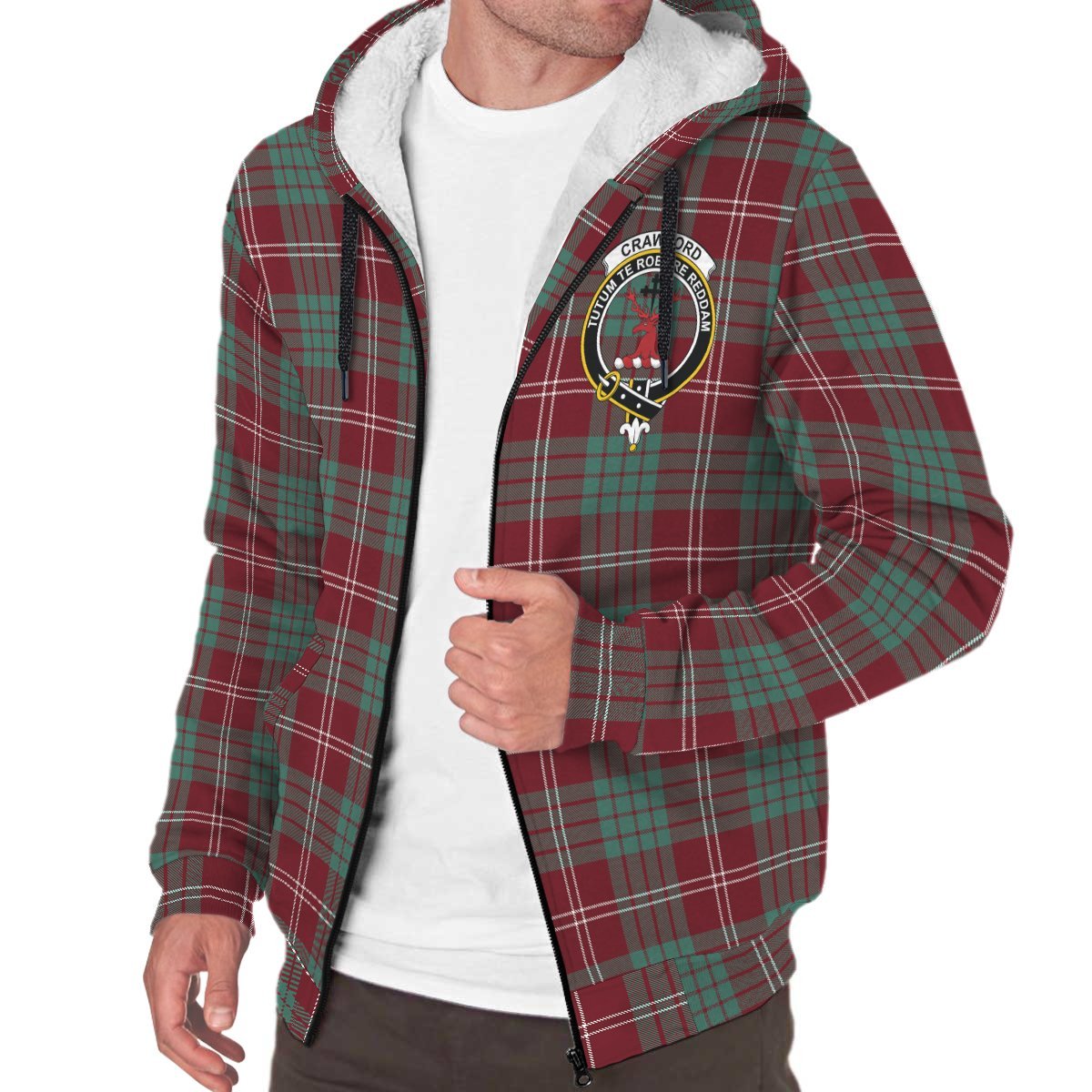 Crawford Modern Tartan Crest Sherpa Hoodie