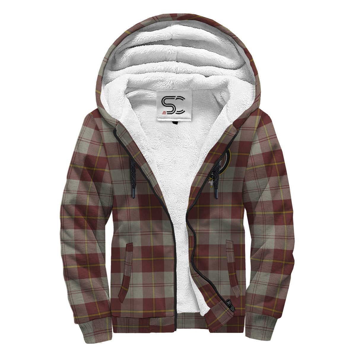 Cunningham Burgundy Dancers Tartan Crest Sherpa Hoodie