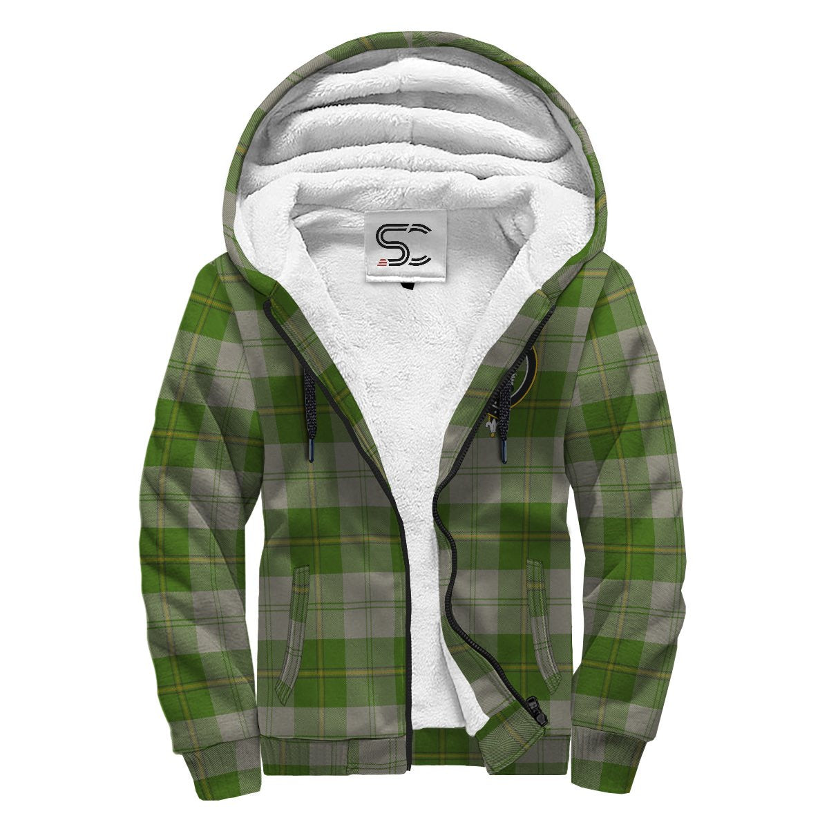 Cunningham Dress Green Dancers Tartan Crest Sherpa Hoodie