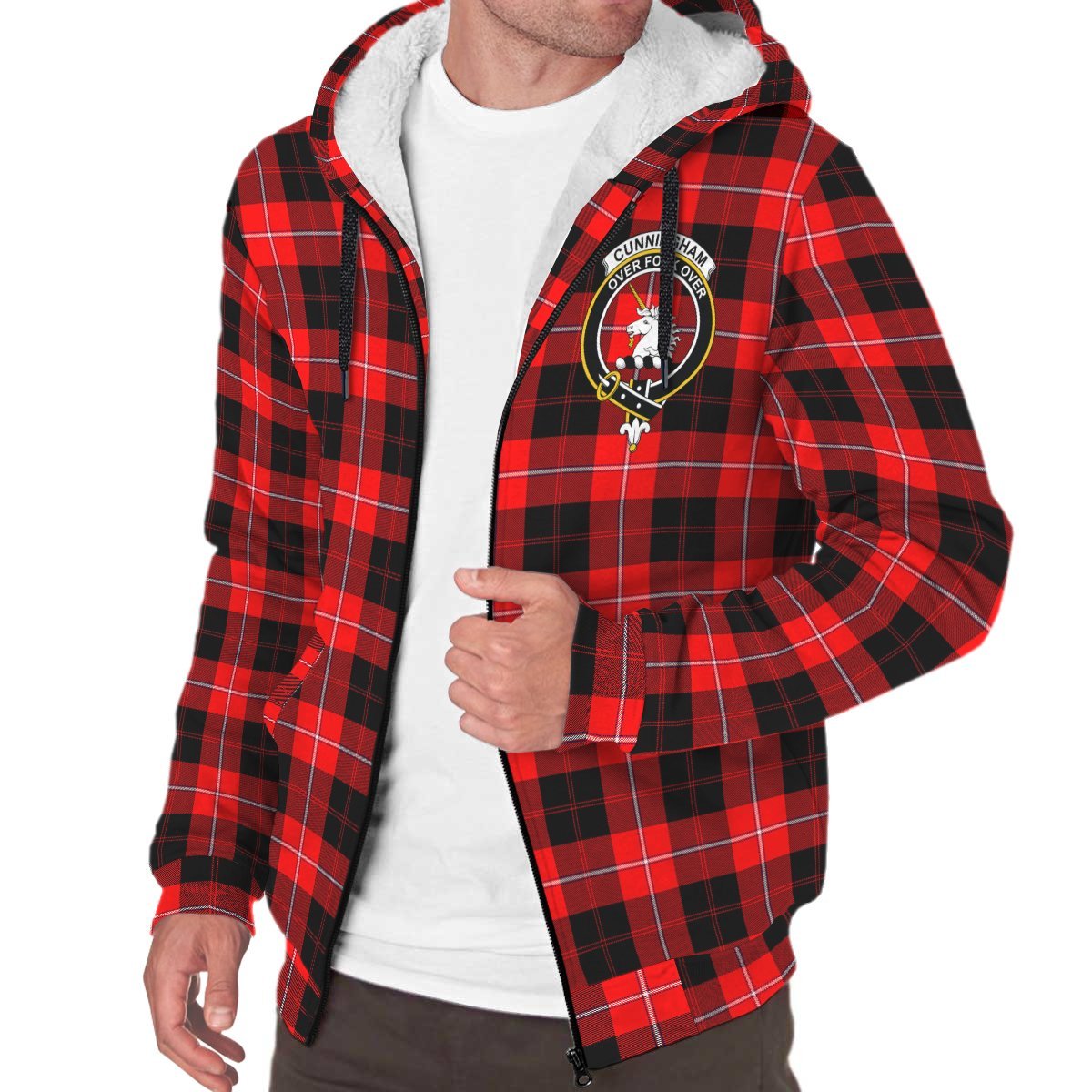 Cunningham Modern Tartan Crest Sherpa Hoodie