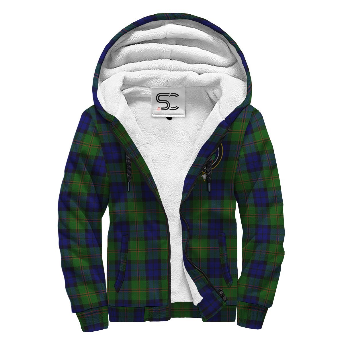 Dundas Modern Tartan Crest Sherpa Hoodie