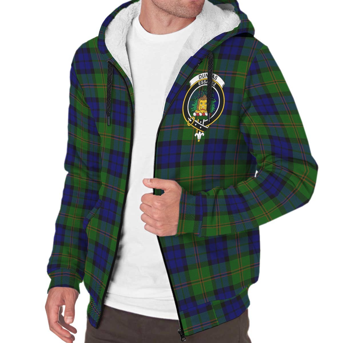 Dundas Modern Tartan Crest Sherpa Hoodie