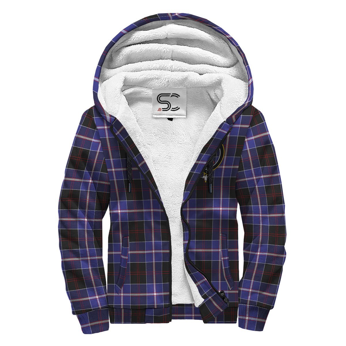 Dunlop Modern Tartan Crest Sherpa Hoodie