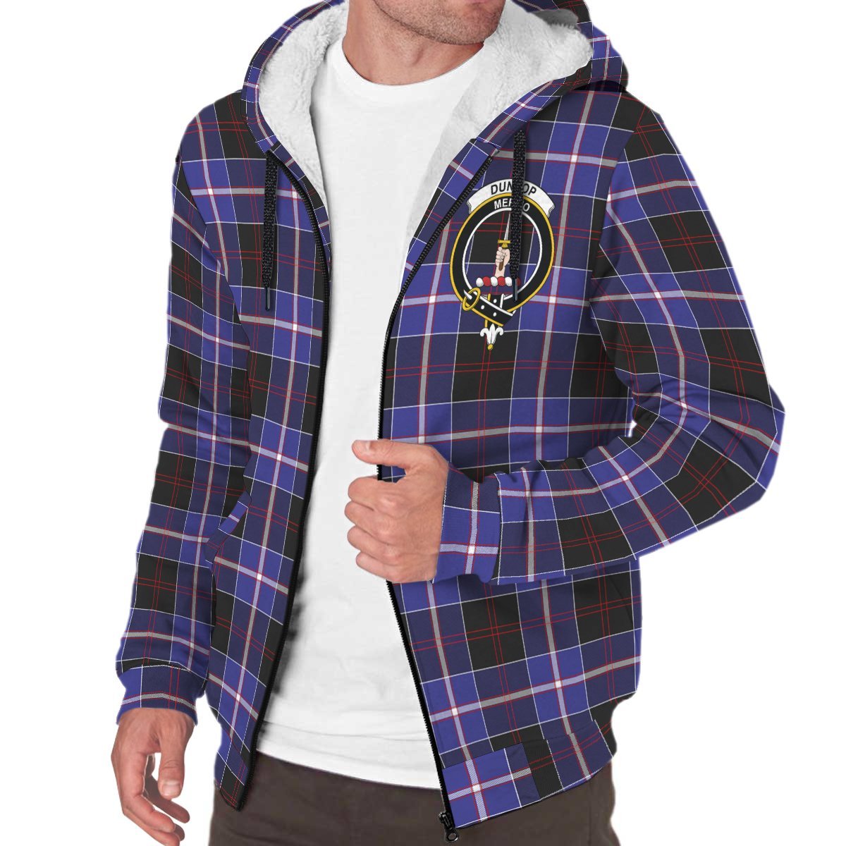 Dunlop Modern Tartan Crest Sherpa Hoodie