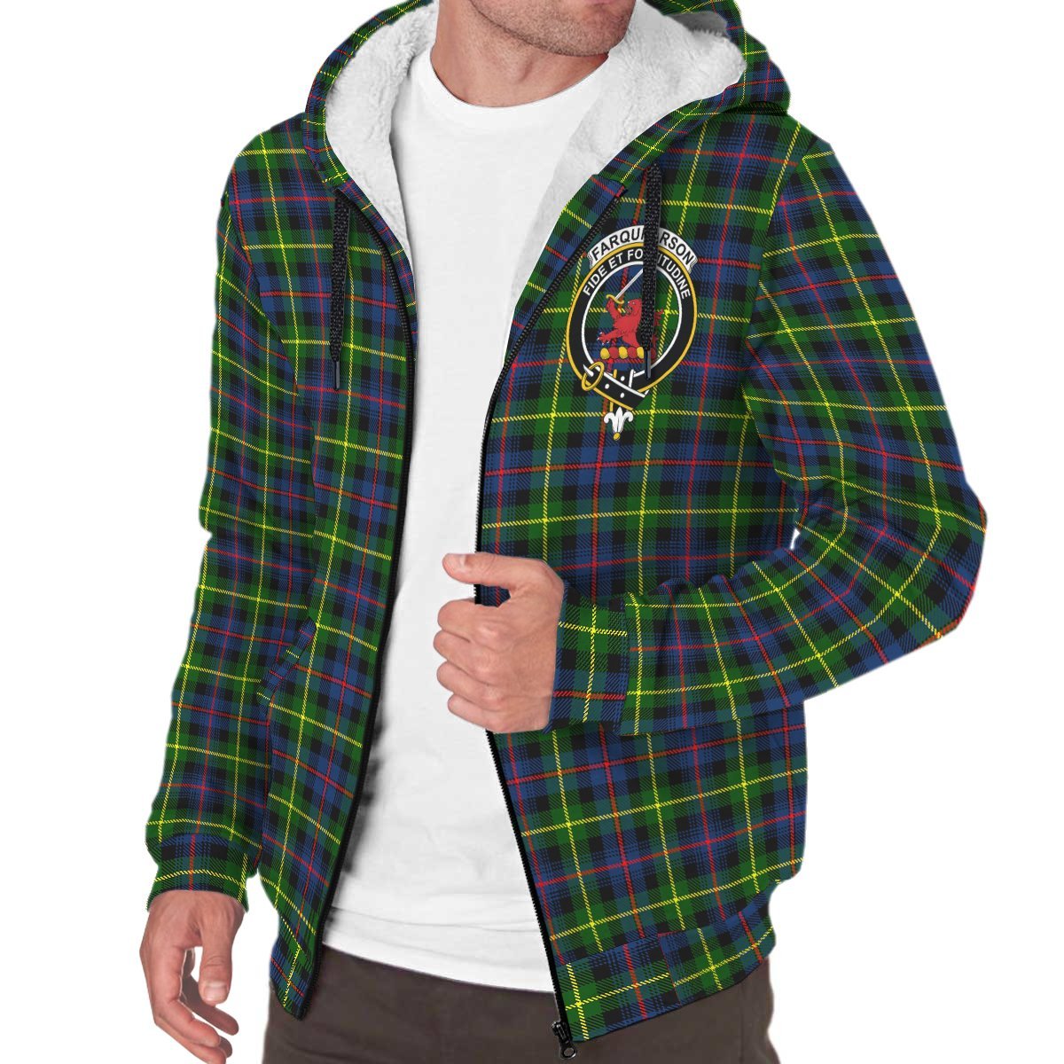 Farquharson Modern Tartan Crest Sherpa Hoodie