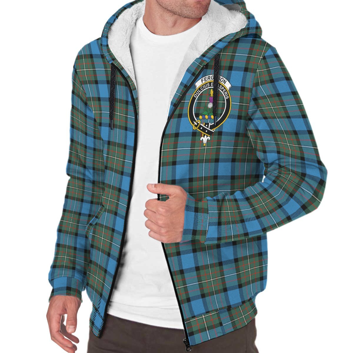 Fergusson Ancient Tartan Crest Sherpa Hoodie