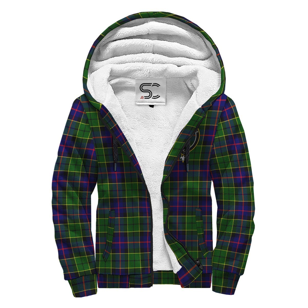 Forsyth Modern Tartan Crest Sherpa Hoodie