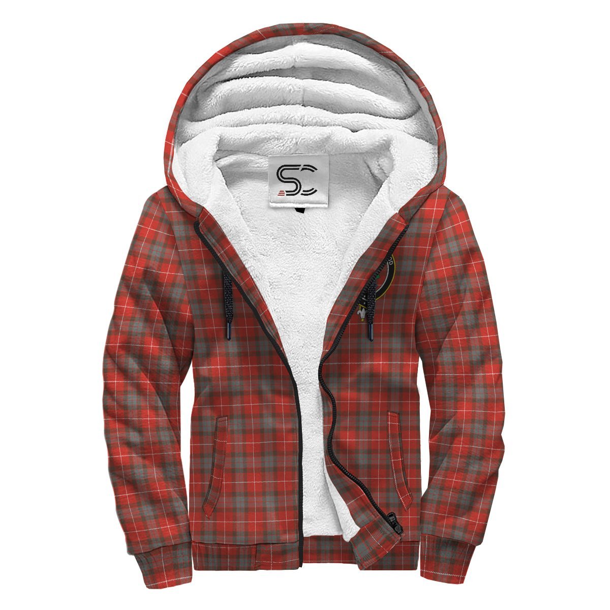 Fraser Weathered Tartan Crest Sherpa Hoodie