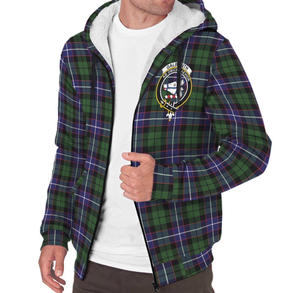 Galbraith Modern Tartan Crest Sherpa Hoodie