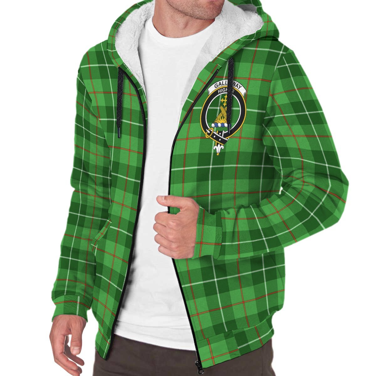 Galloway District Tartan Crest Sherpa Hoodie