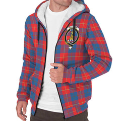 Galloway Red Tartan Crest Sherpa Hoodie