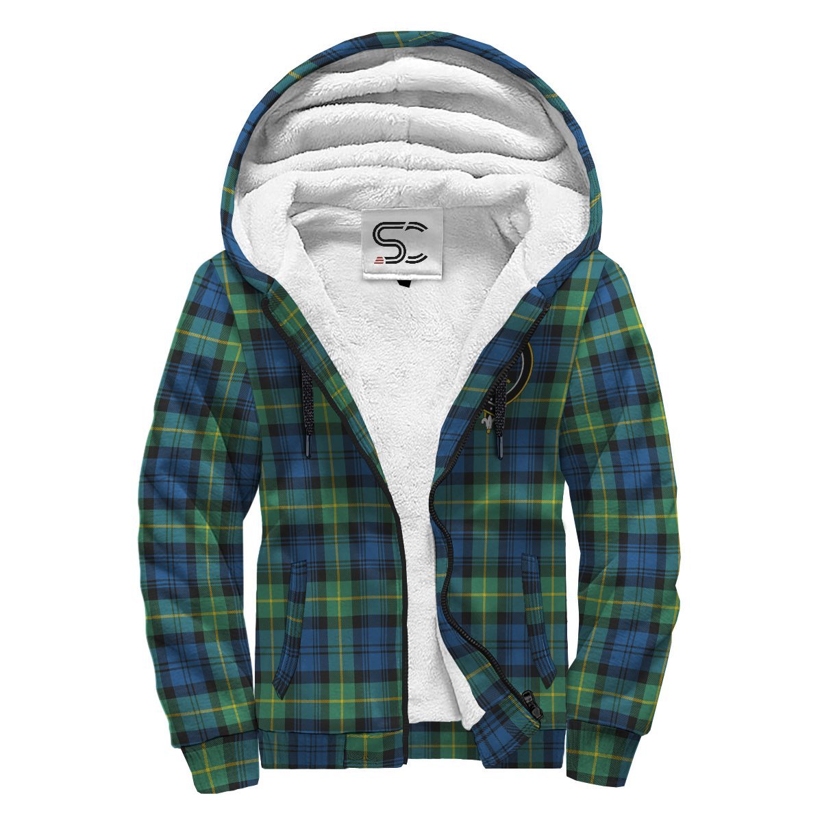 Gordon Ancient Tartan Crest Sherpa Hoodie